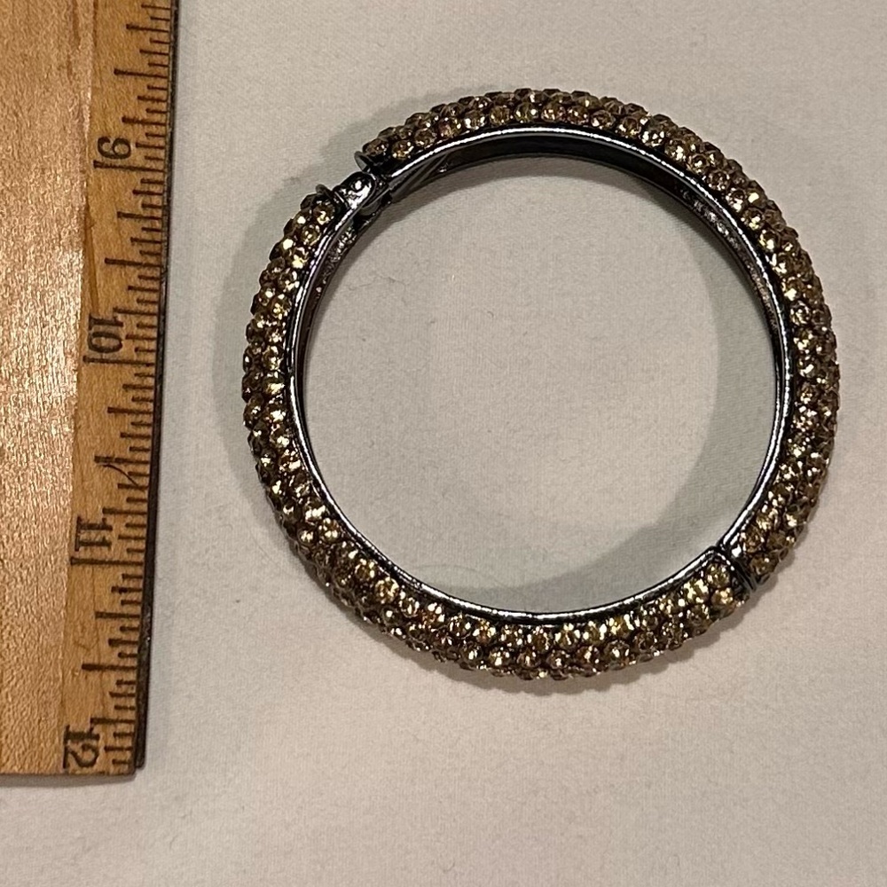 Gold Bracelet with Rhinestones - Lots of Sparkle - Picture 2 of 3